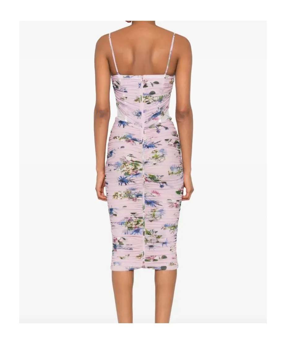 Floral Printed Ruched Midi Dress