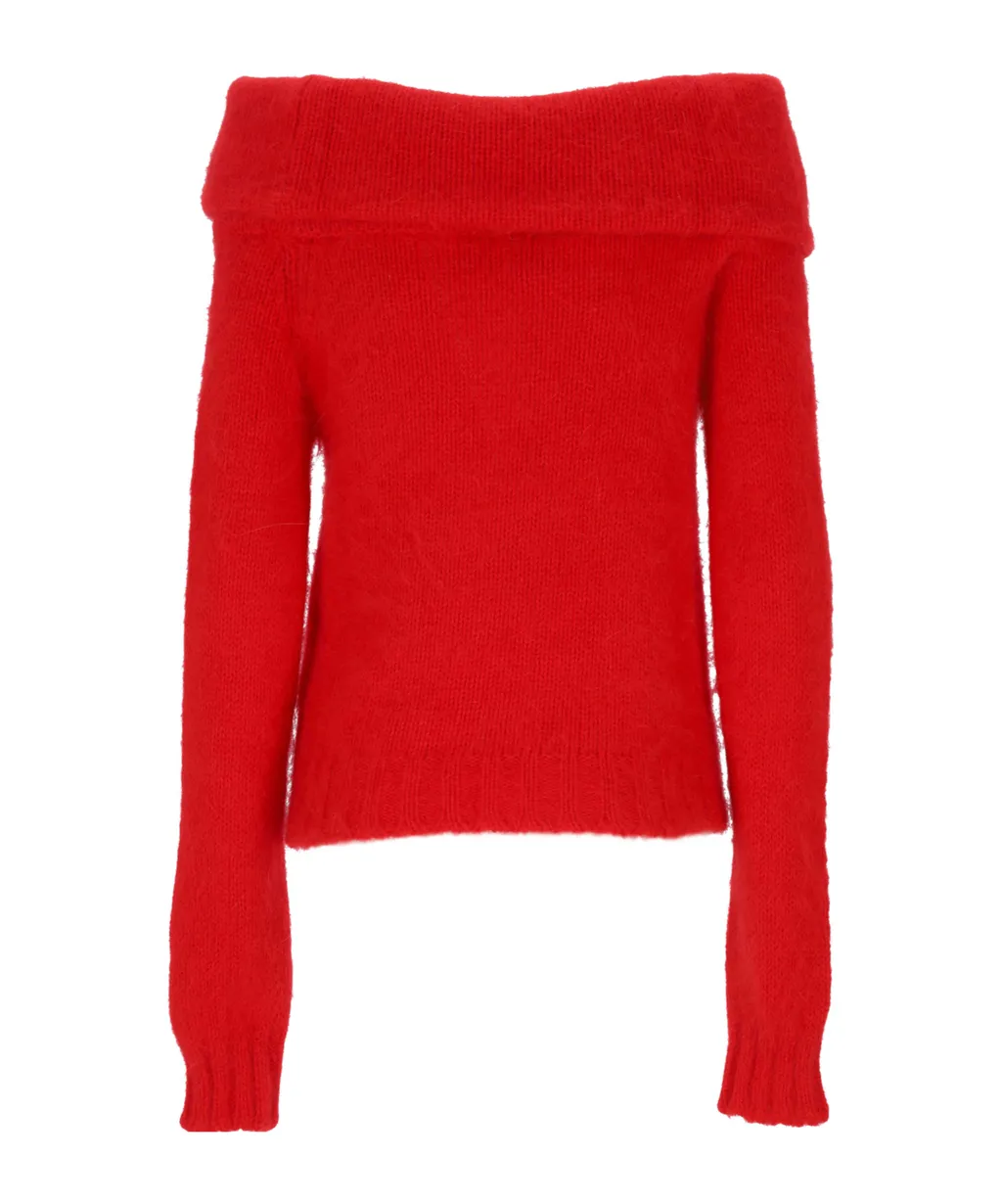 Off-Shoulder Knitted Cropped Top