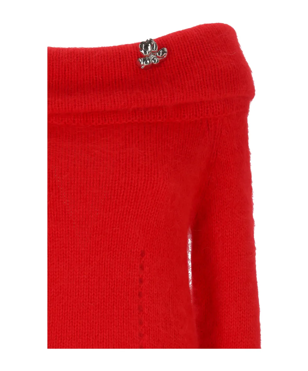 Off-Shoulder Knitted Cropped Top