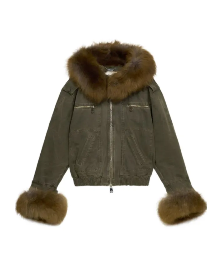 Hooded Zip-Up Bomber Jacket