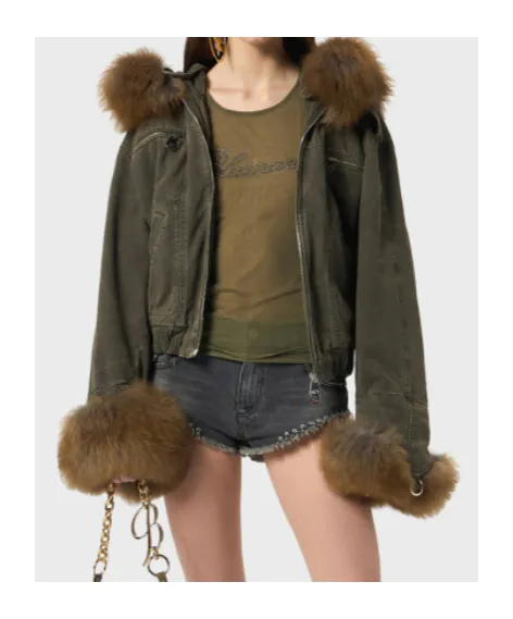 Hooded Zip-Up Bomber Jacket