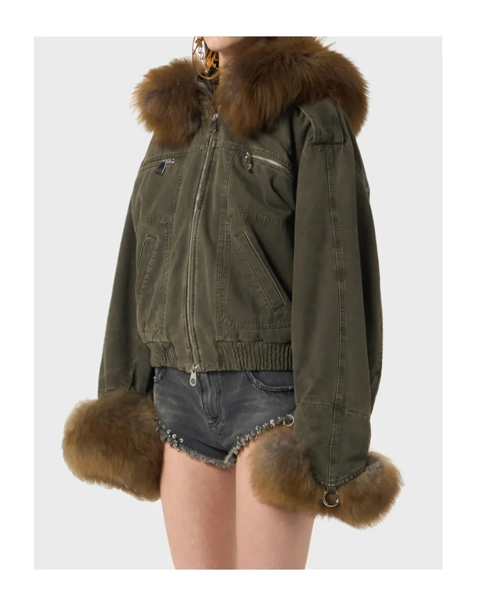 Hooded Zip-Up Bomber Jacket