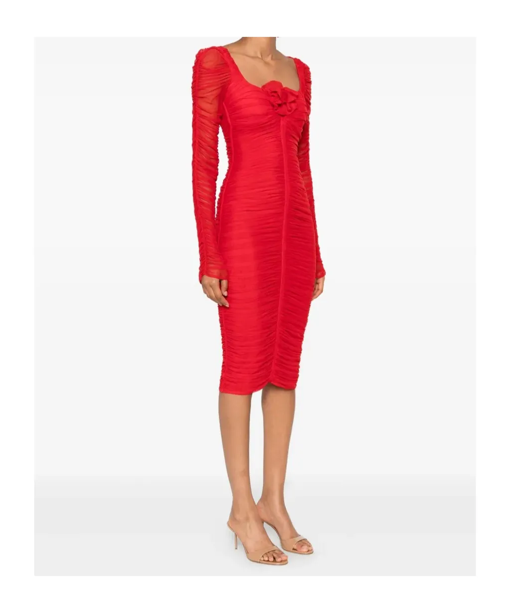 Ruffled Long-Sleeved Party Dress