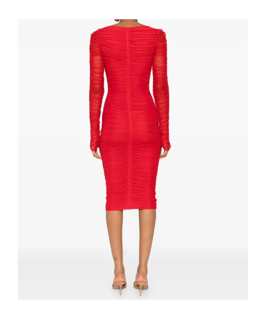 Ruffled Long-Sleeved Party Dress