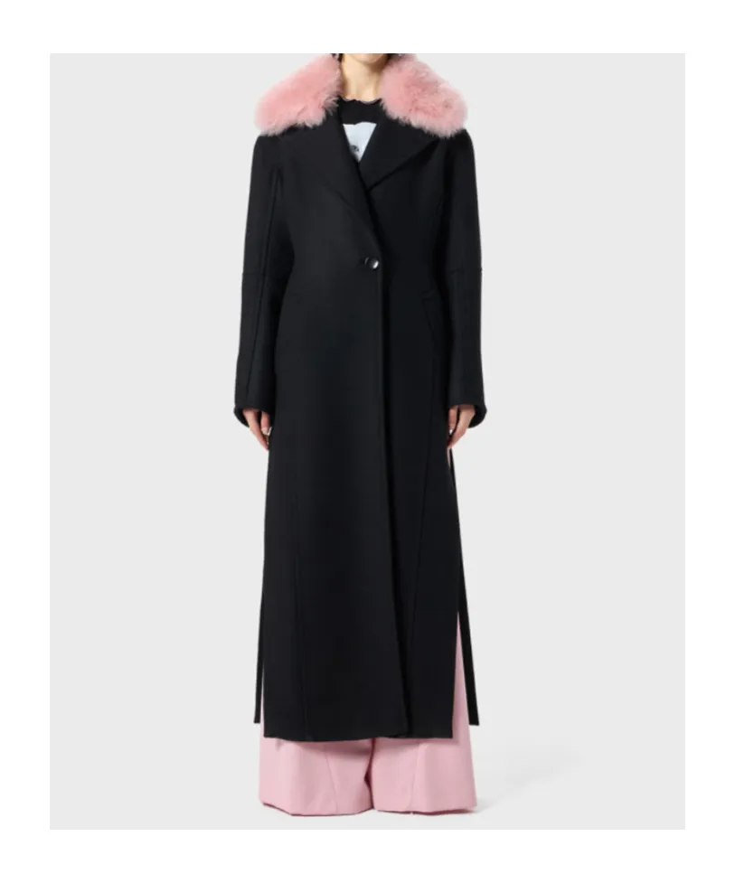 Single-Breasted Shearling Detailed Coat