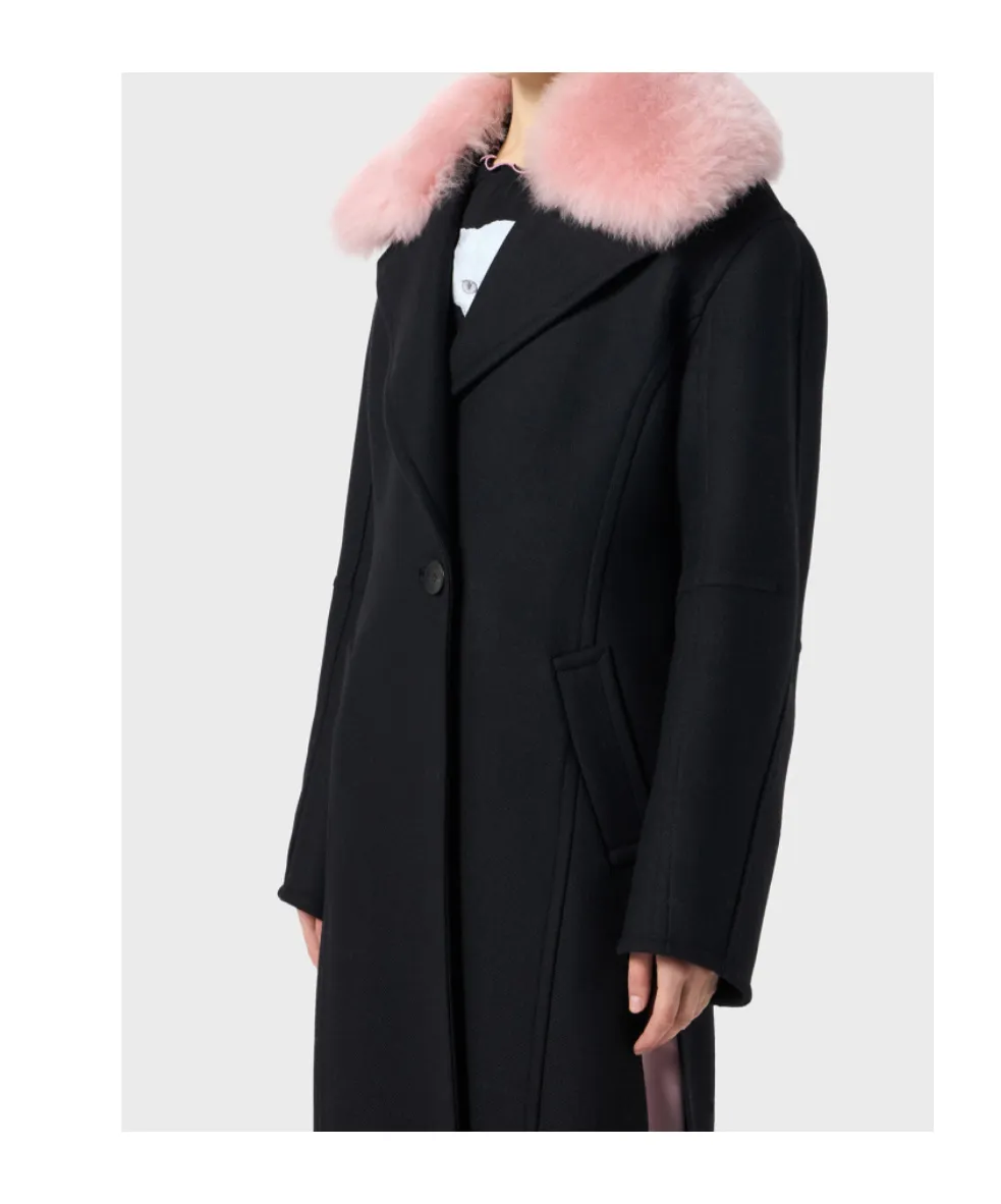 Single-Breasted Shearling Detailed Coat