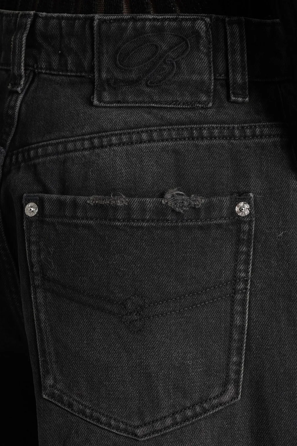 Wide-Leg Embellished Distressed Jeans