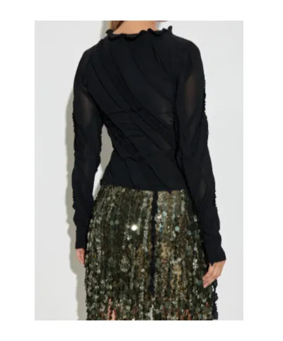 Ruffled-Detail Long-Sleeve Top