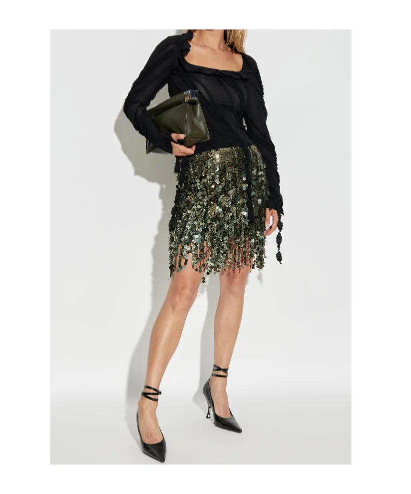 Ruffled-Detail Long-Sleeve Top