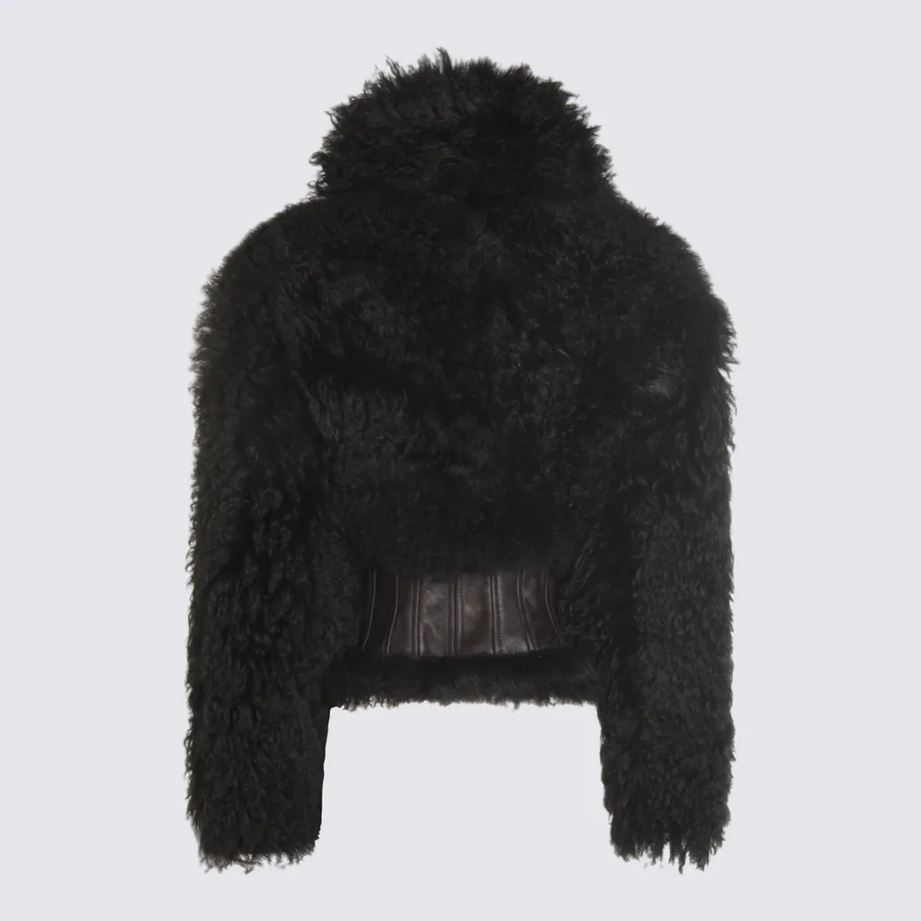 Leather-Detail Fleece Jacket