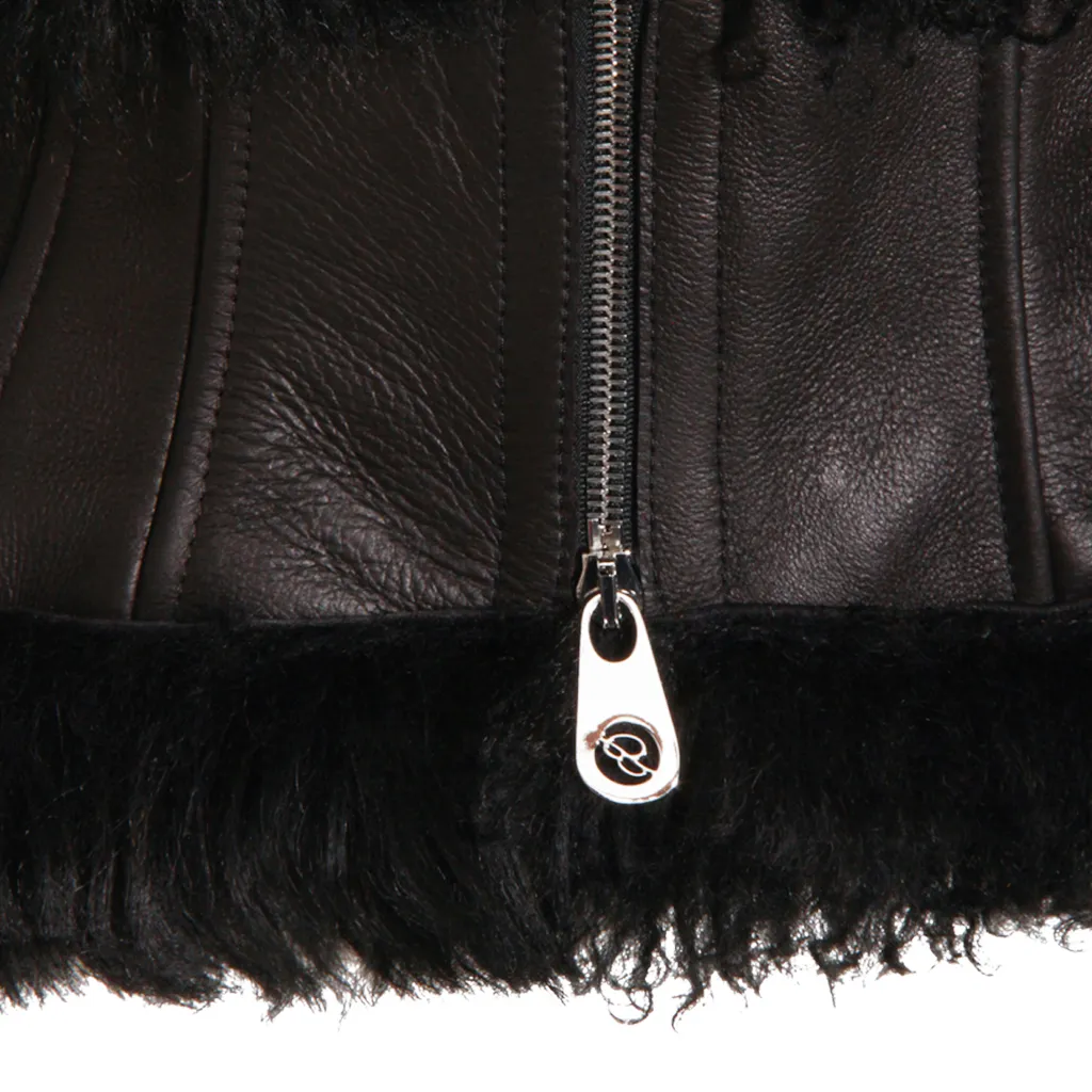 Leather-Detail Fleece Jacket