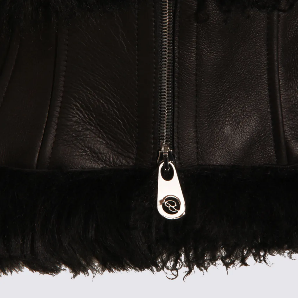 Leather-Detail Fleece Jacket
