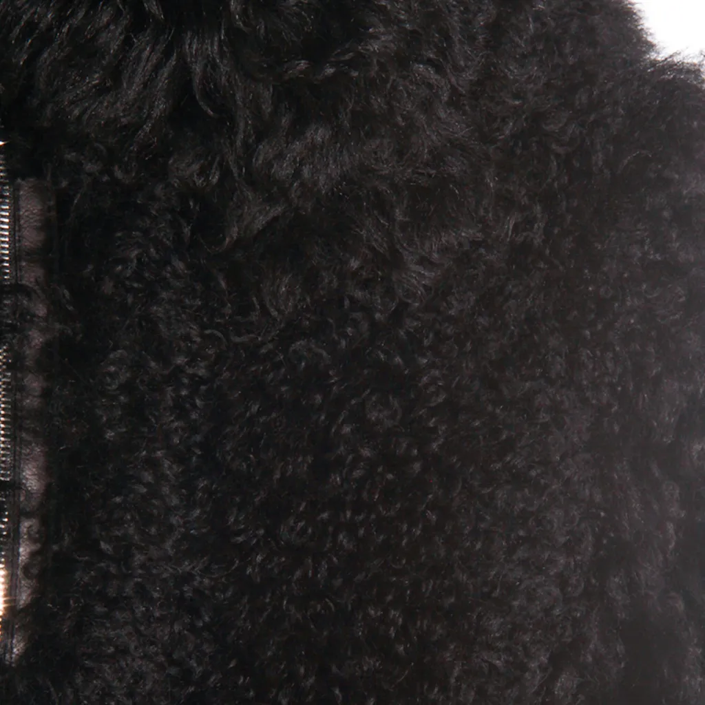 Leather-Detail Fleece Jacket