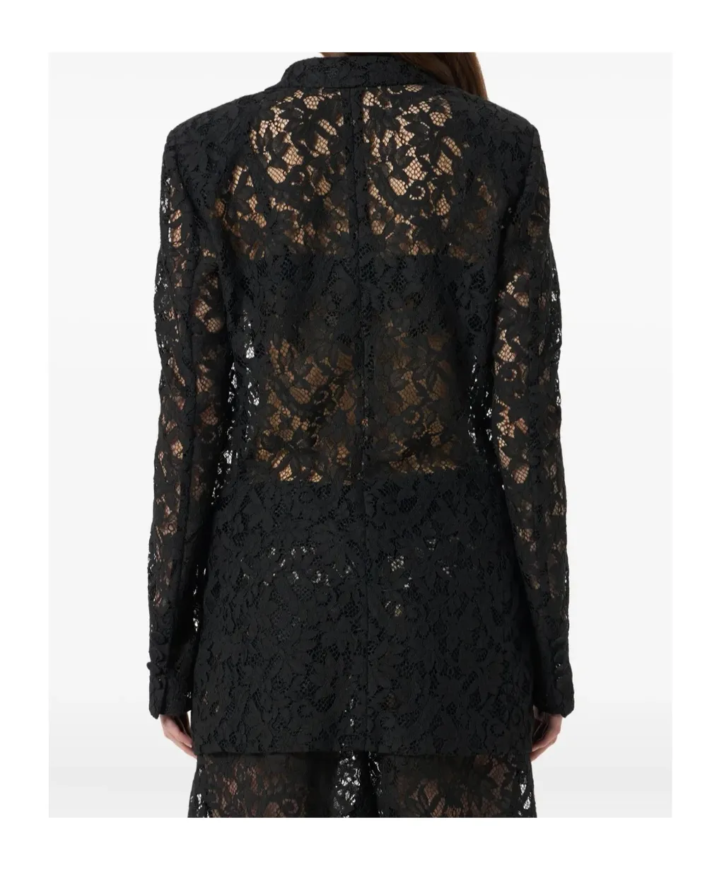 Single-Breasted Floral Lace Tailored Blazer