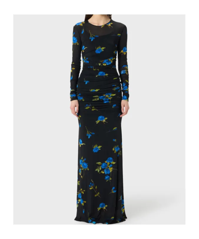 Ruched Floral Maxi Dress