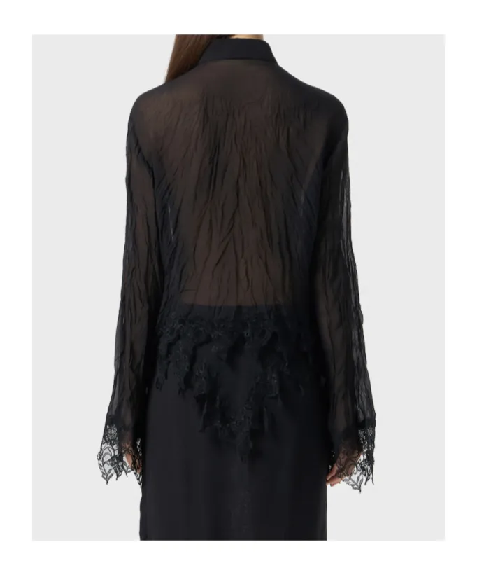 Sheer Lace-Detail Shirt