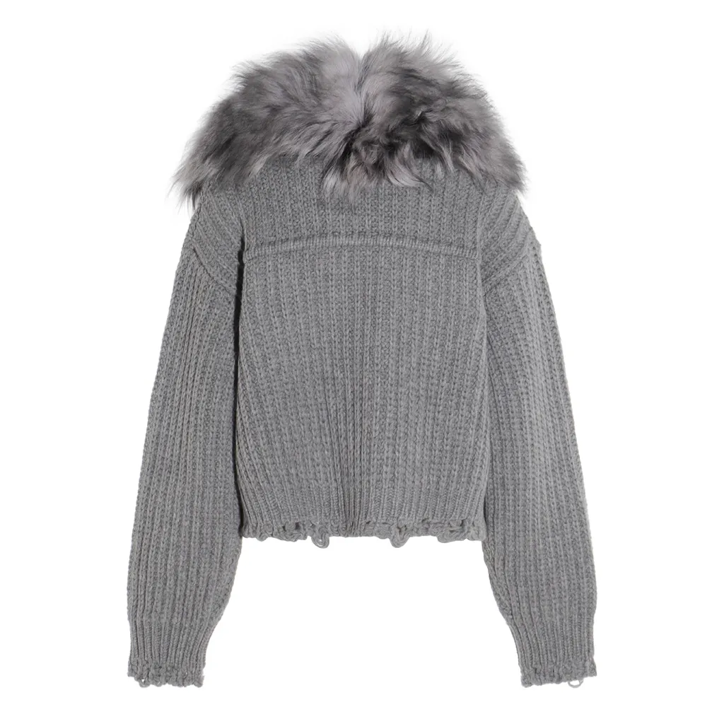 Fur Insert Knit Cardigan