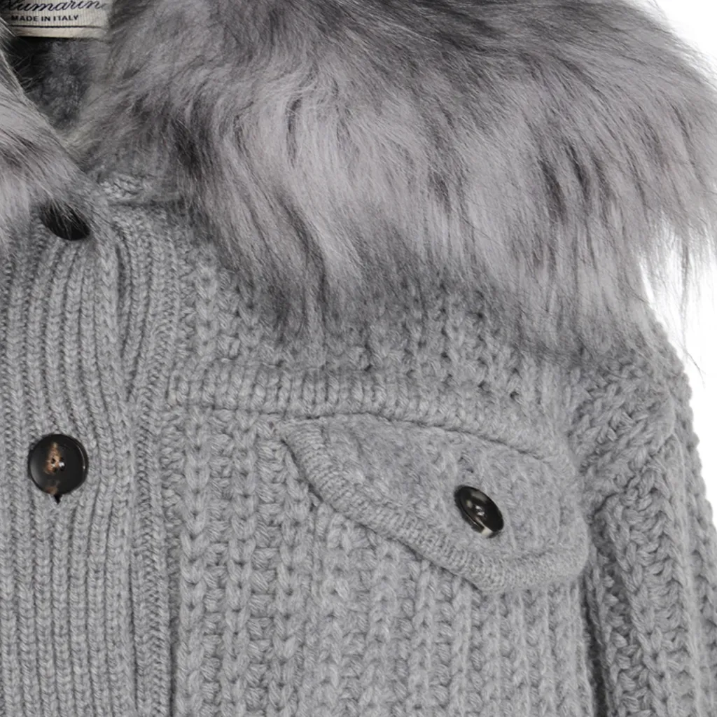 Fur Insert Knit Cardigan