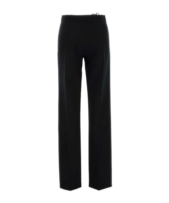 Lace-Insert Crepe Trousers