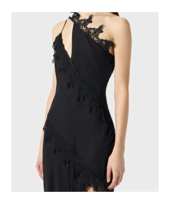 Asymmetrical Lace-Embellished Dress