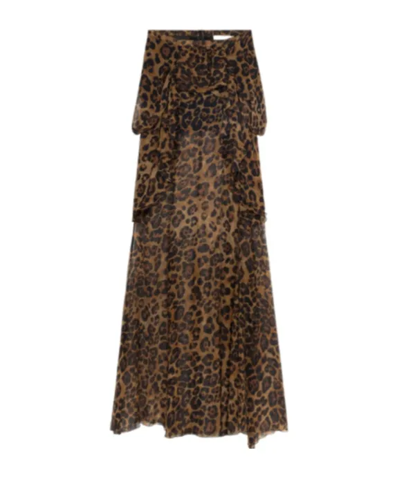 Printed Ruffled-Detail Skirt