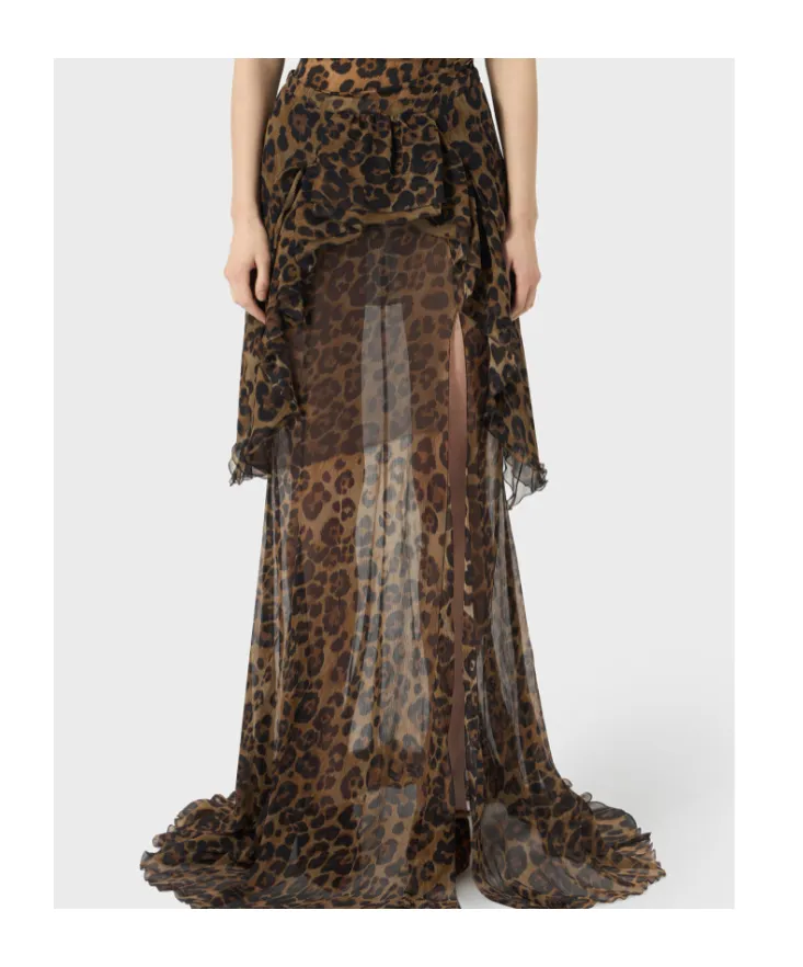 Printed Ruffled-Detail Skirt