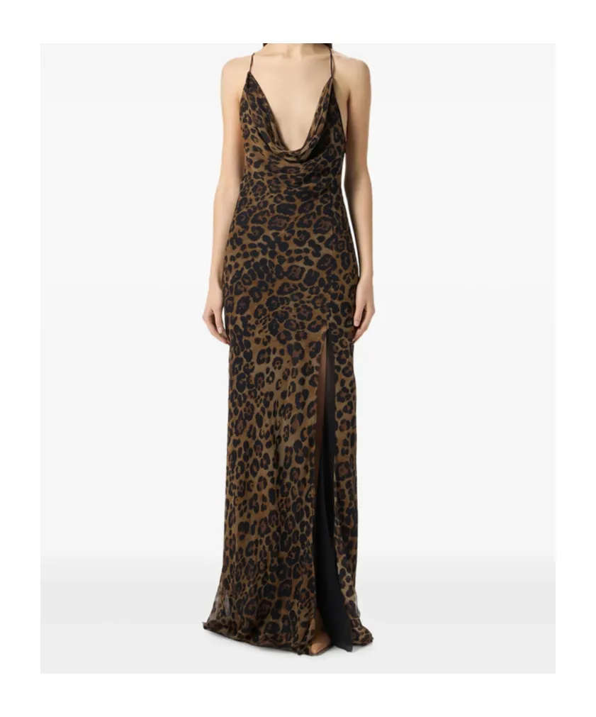 Leopard-Print Silk Gown