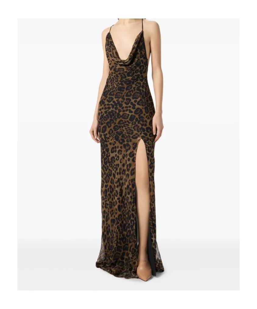 Leopard-Print Silk Gown