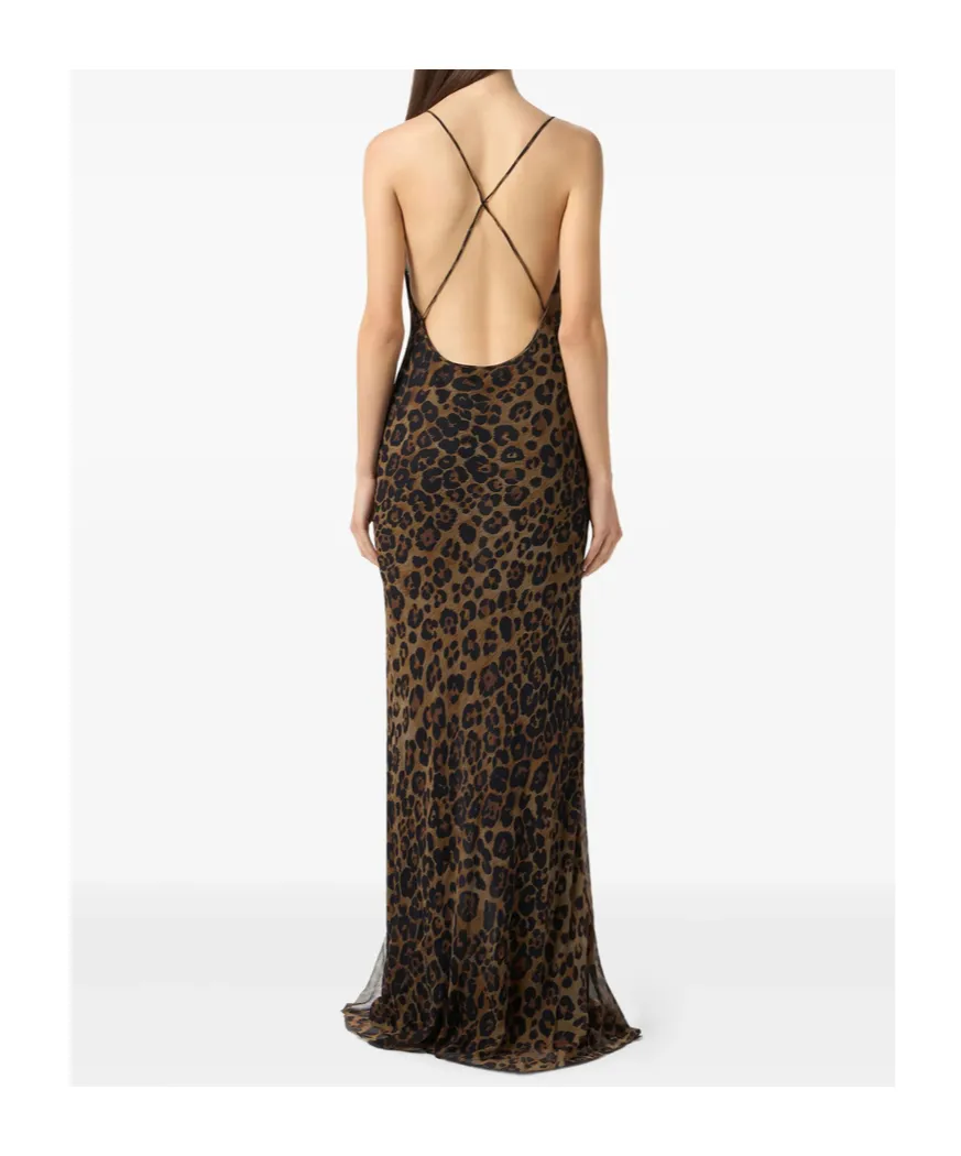 Leopard-Print Silk Gown