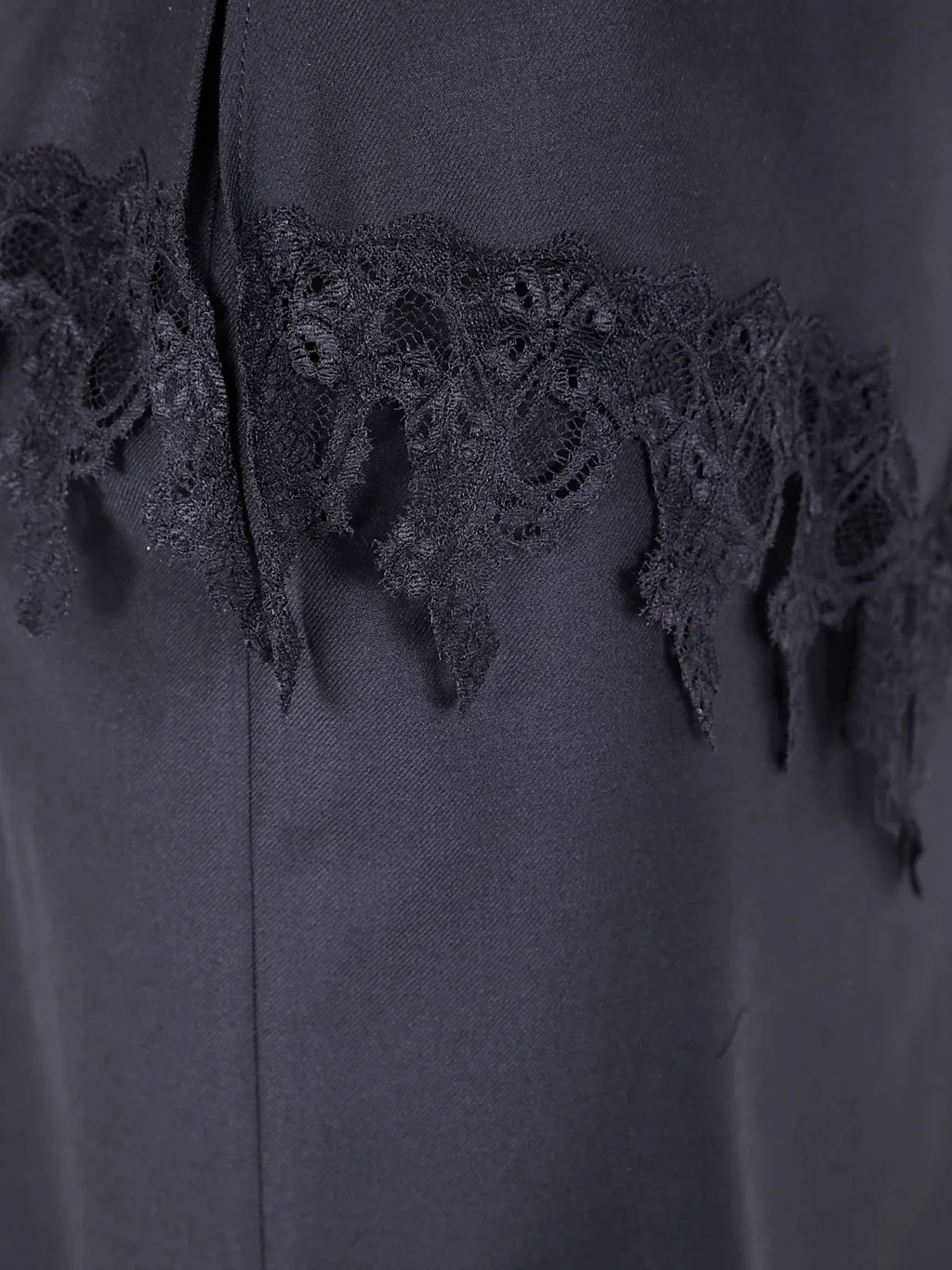 Lace-Trimmed Pencil Midi Skirt