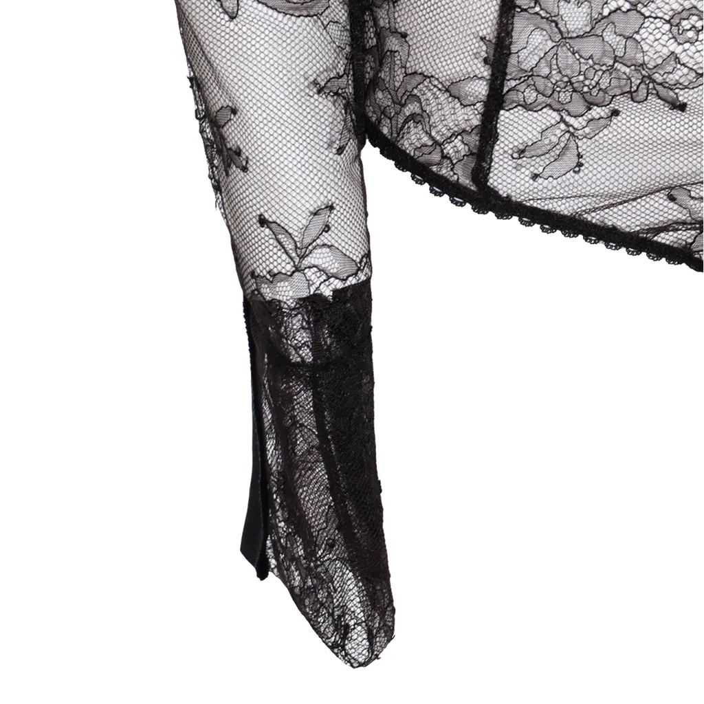 Lace-Panelled Shirt Bodysuit