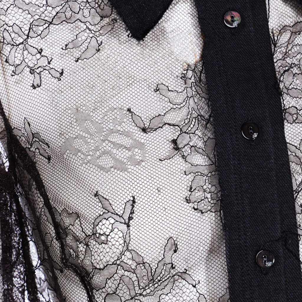 Lace-Panelled Shirt Bodysuit
