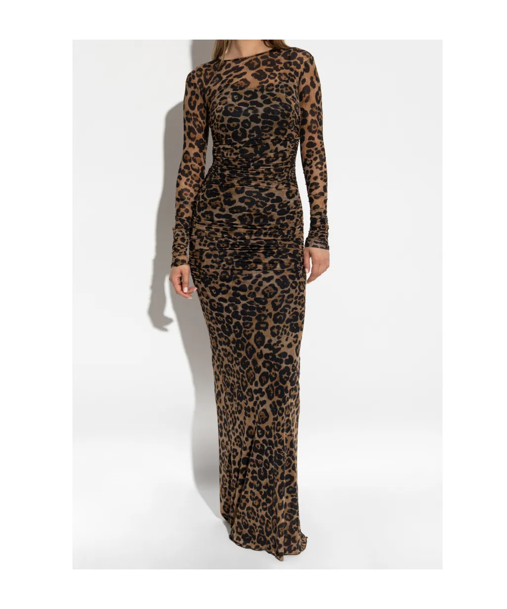 Leopard-Print Ruched Dress