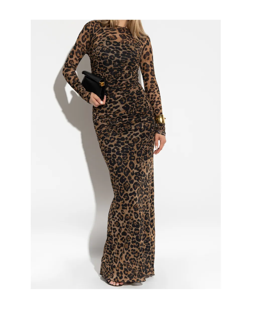 Leopard-Print Ruched Dress