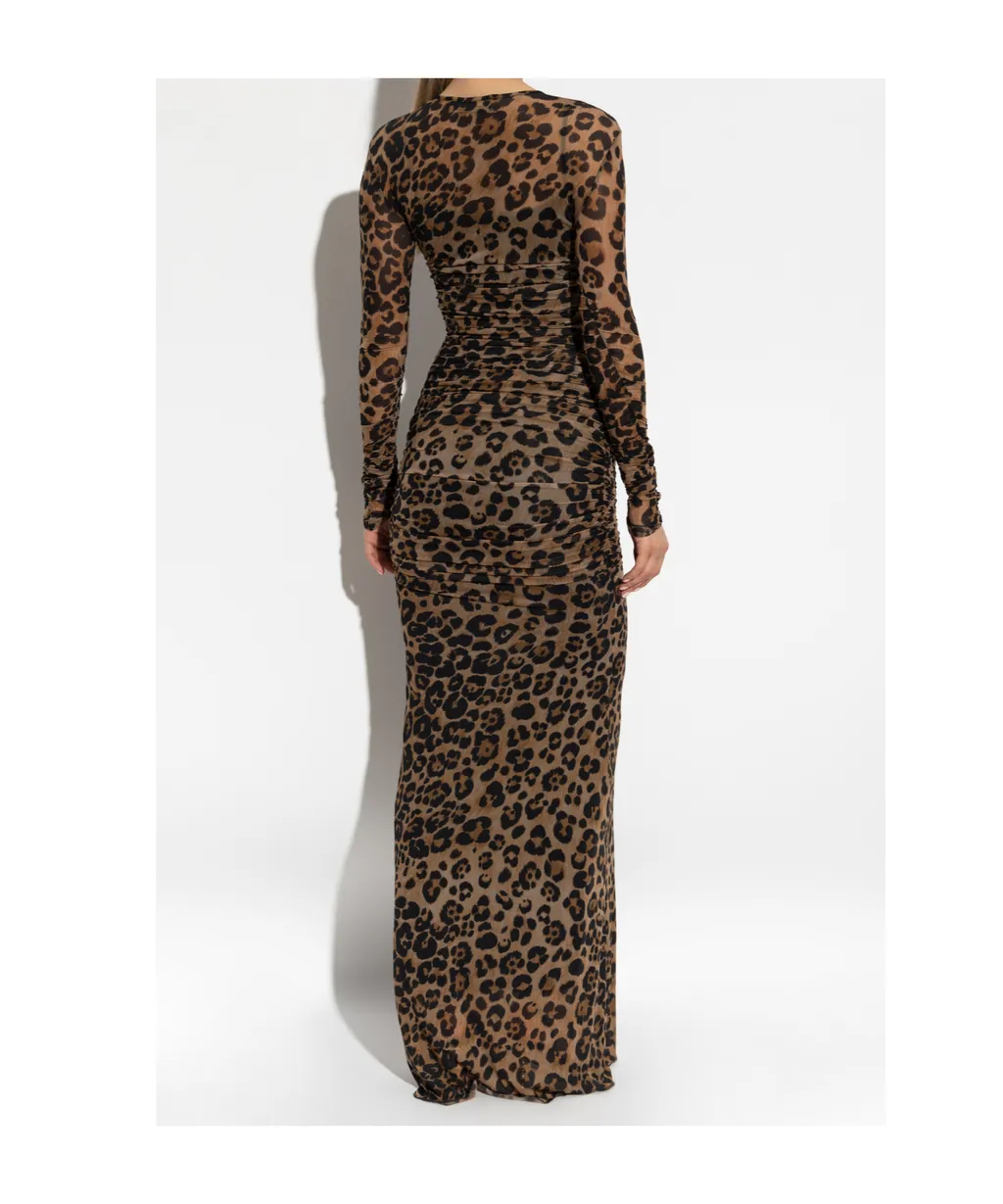 Leopard-Print Ruched Dress