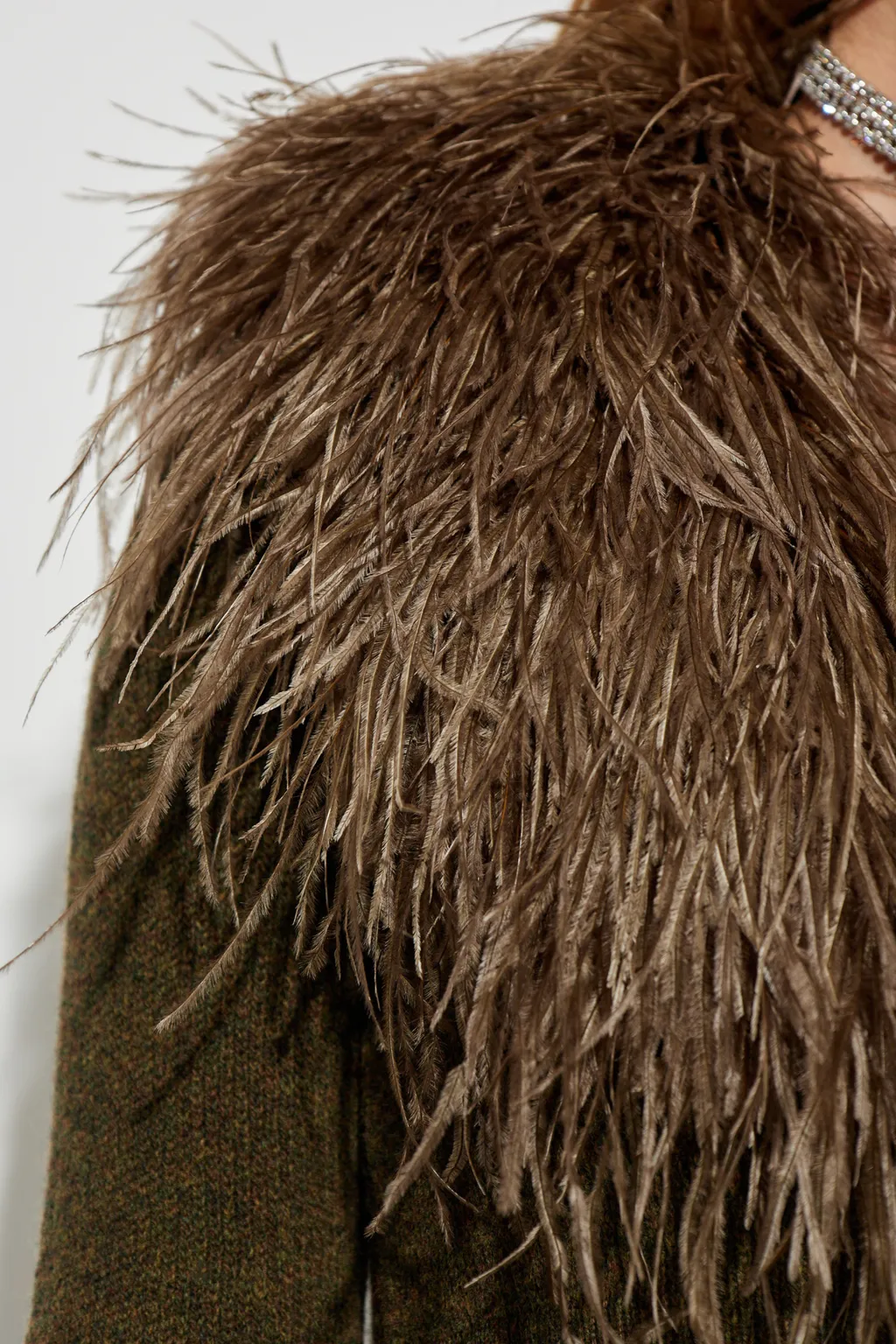 Feather-Embellished Wool Cardigan
