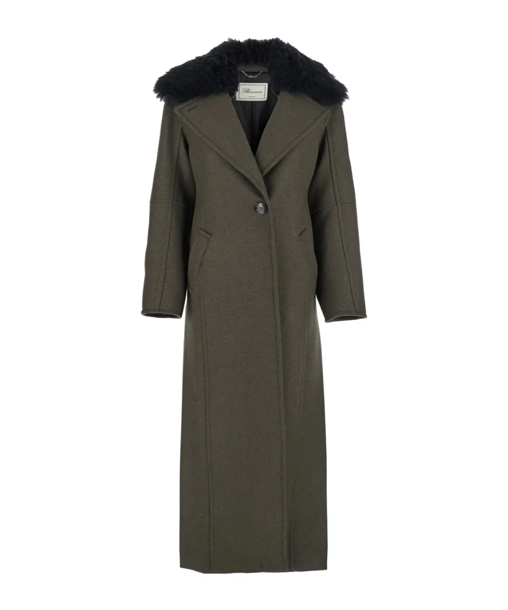 Single-Breasted Shearling Detailed Coat