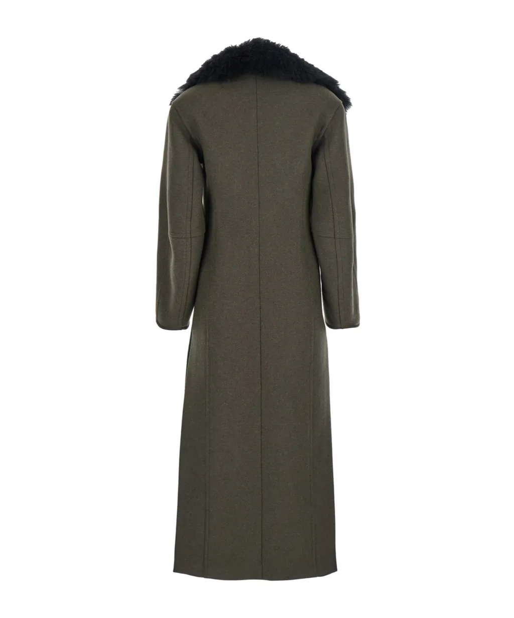 Single-Breasted Shearling Detailed Coat