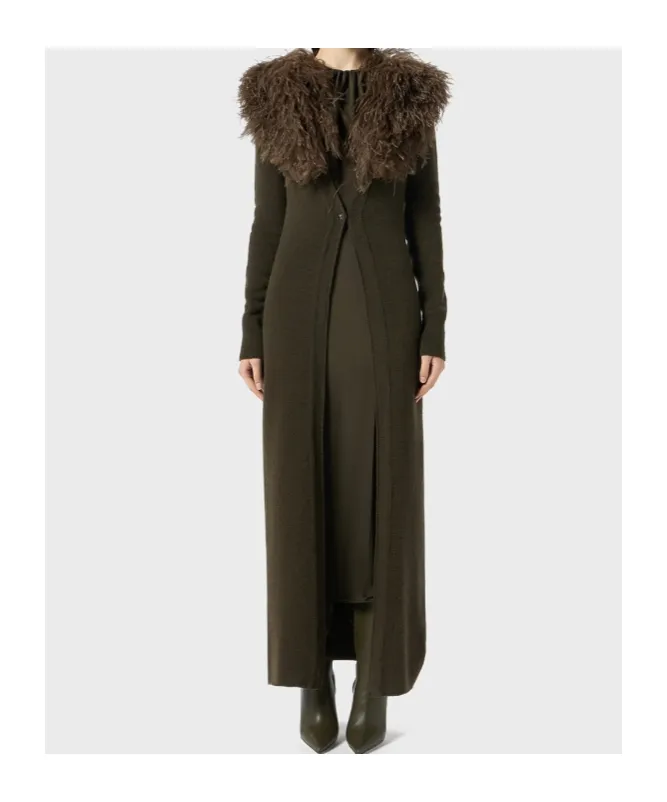 Shearling Detailed Ribbed Dress