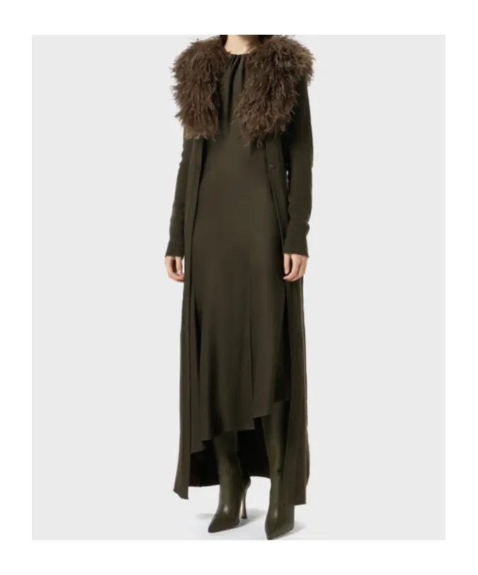 Shearling Detailed Ribbed Dress