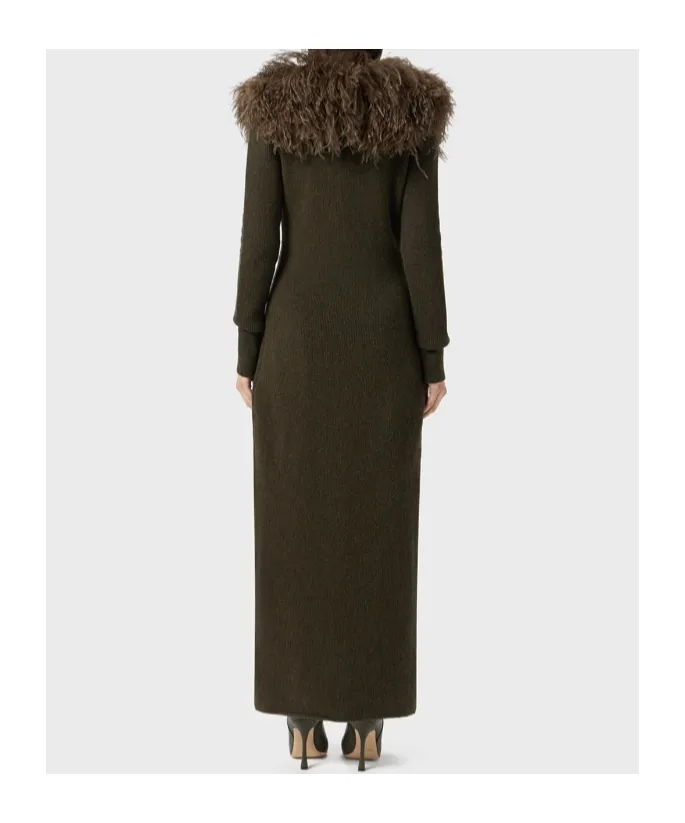 Shearling Detailed Ribbed Dress