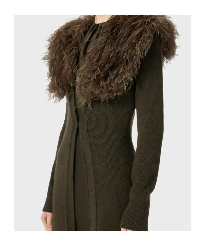 Shearling Detailed Ribbed Dress