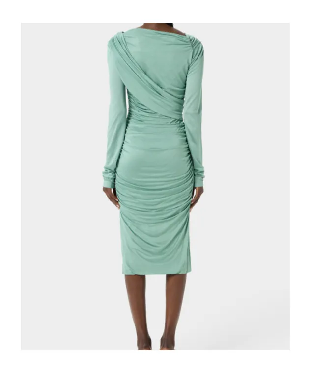 Pleated Draped Midi Dress