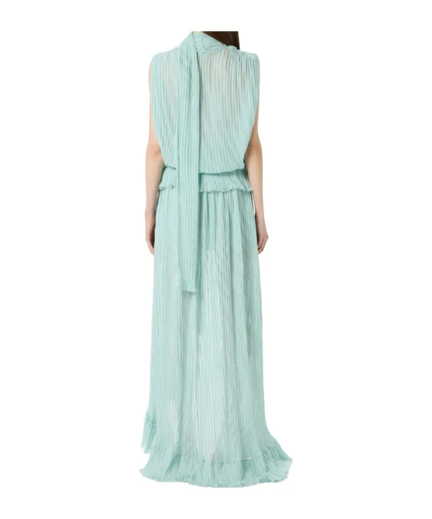 Pleated Asymmetric Dress In Silk Chiffon