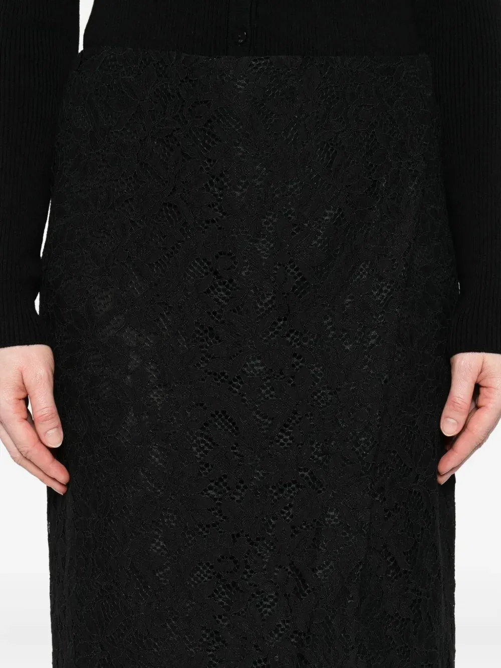 Lace Floral Midi Skirt