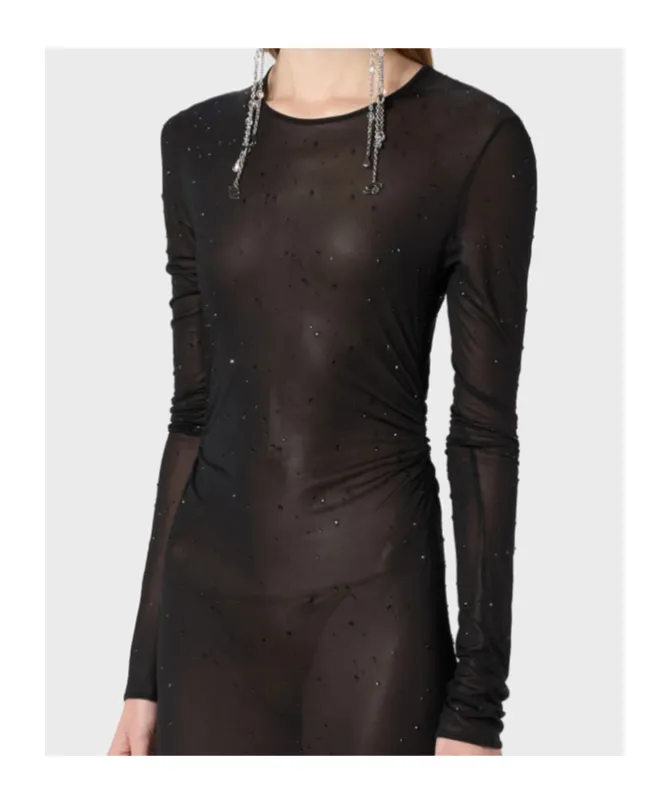 Embroidery Jersey Long Dress