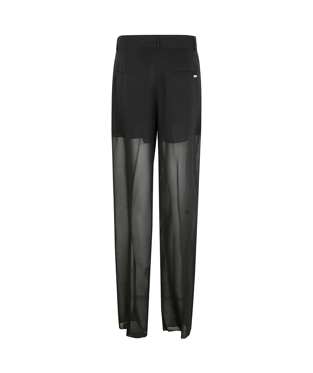 Semi-Sheer Straight-Leg Trousers