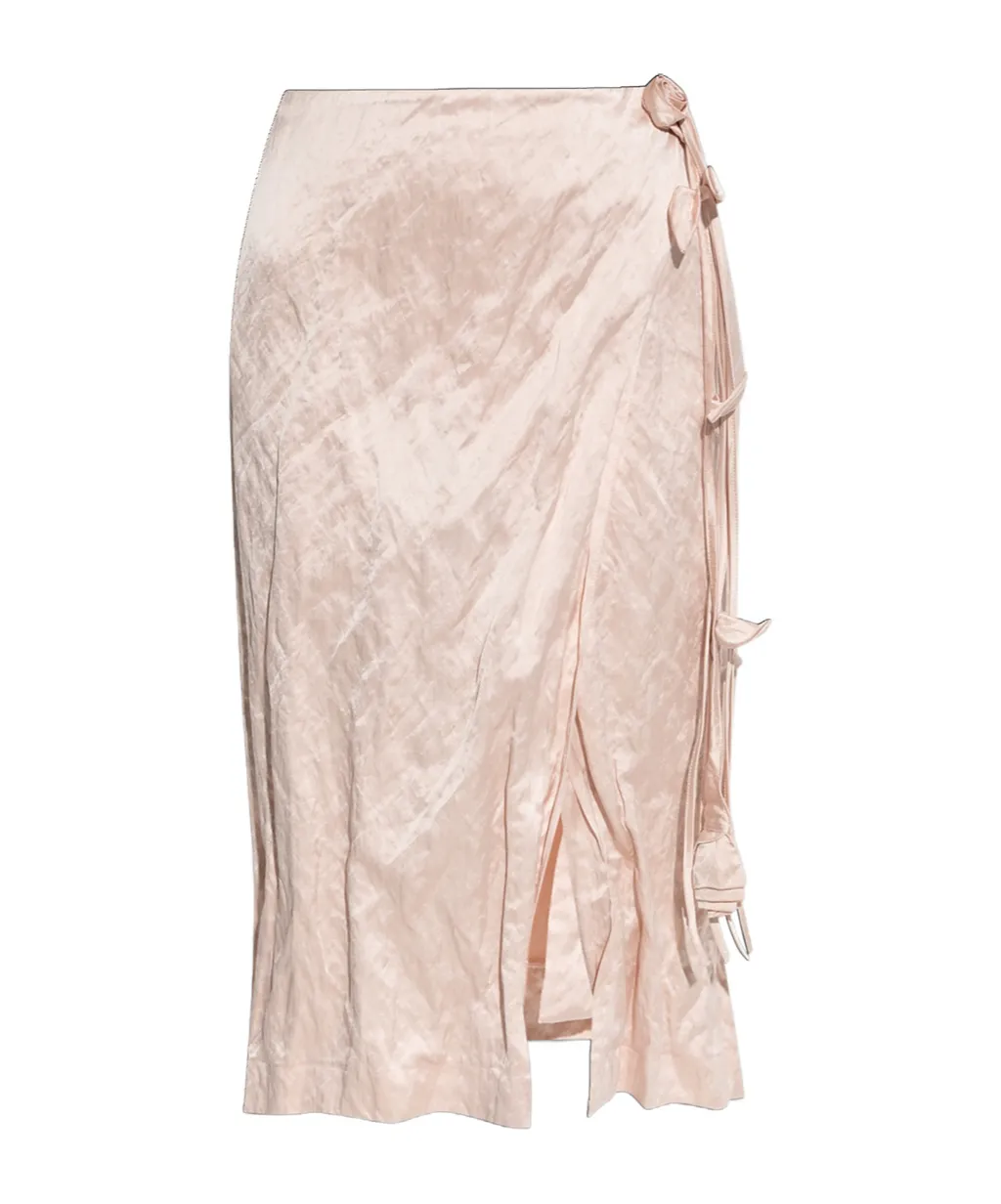 Crinkled Wrapped Midi Skirt