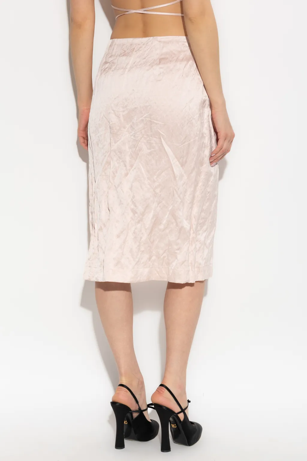 Crinkled Wrapped Midi Skirt