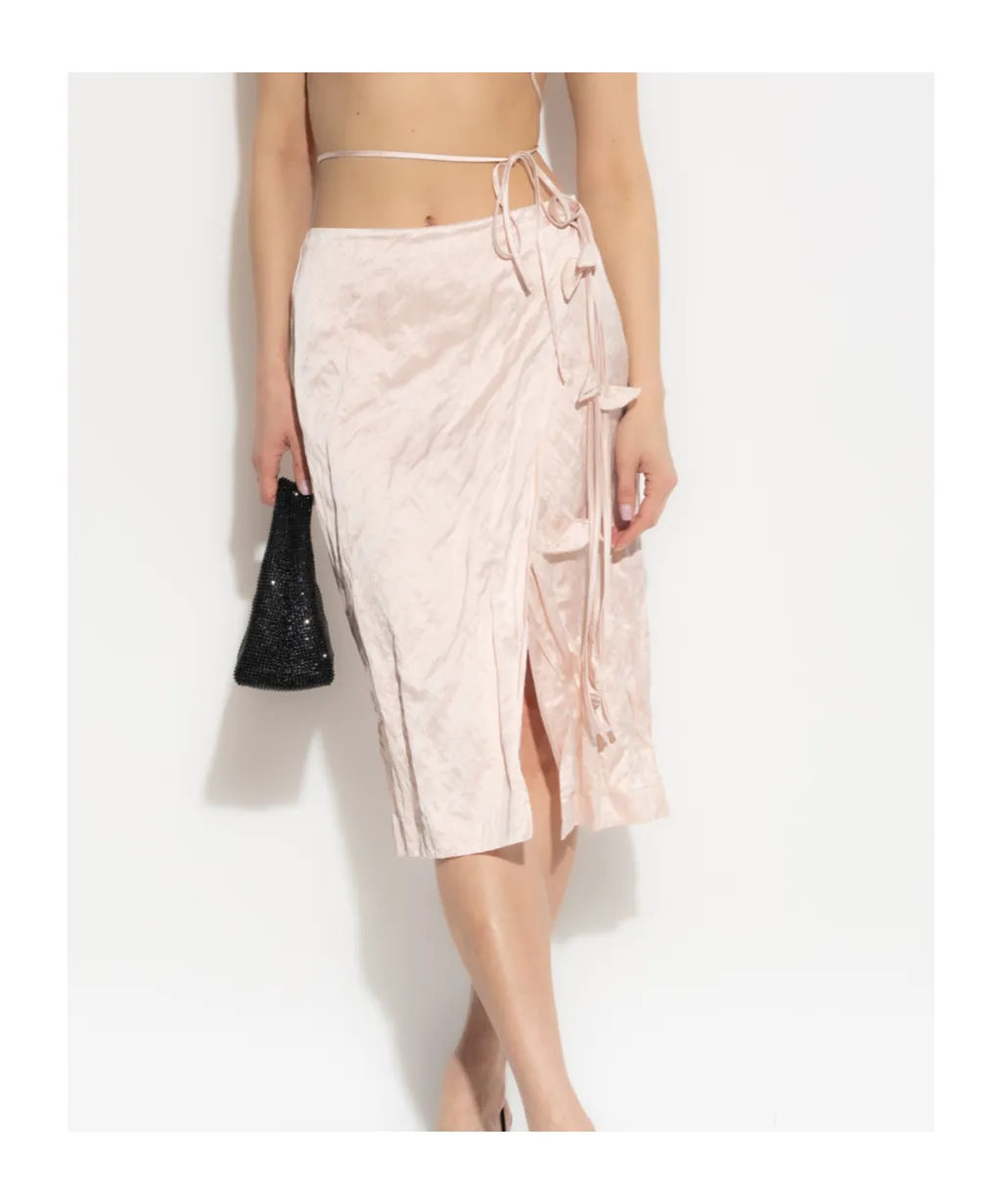 Crinkled Wrapped Midi Skirt